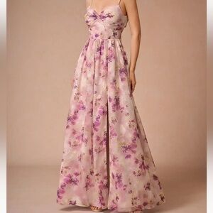Azazie Lavender Floral Maxi Dress NWT